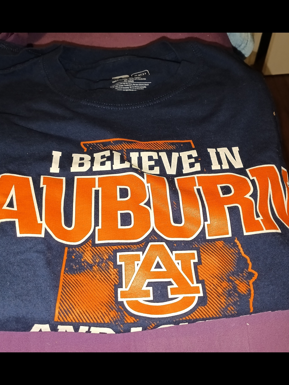Auburn Mens Navy Blue & Orange Graphic Tee